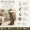 Peacock Side Table with White Marble Top | Decorative Sculptural End Table | Aluminum Base | Antique Brass Accent Table for Living Room | 10x10x29"